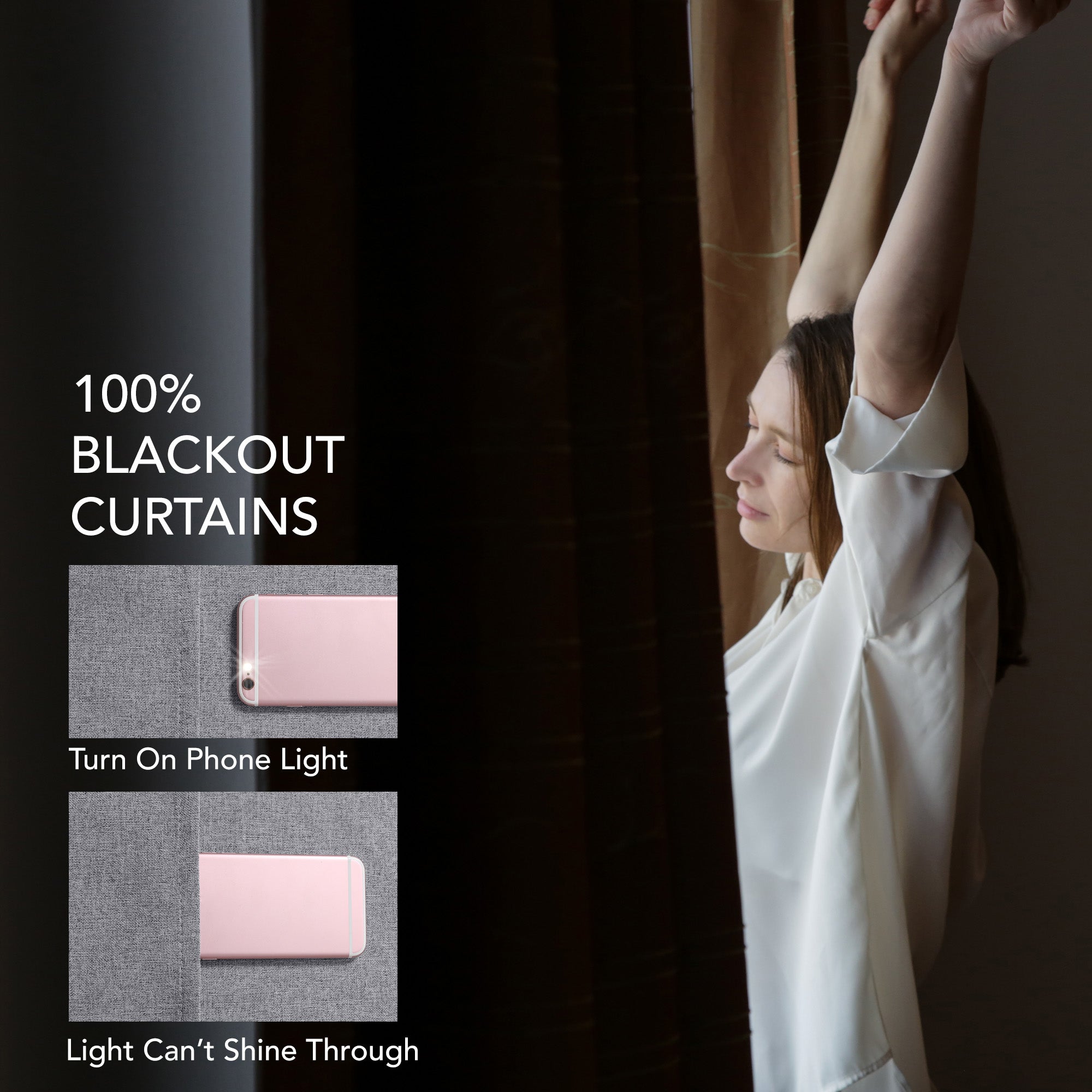 Deconovo 100% Blackout Faux Linen Curtains 2 Panels – Multiple Sizes