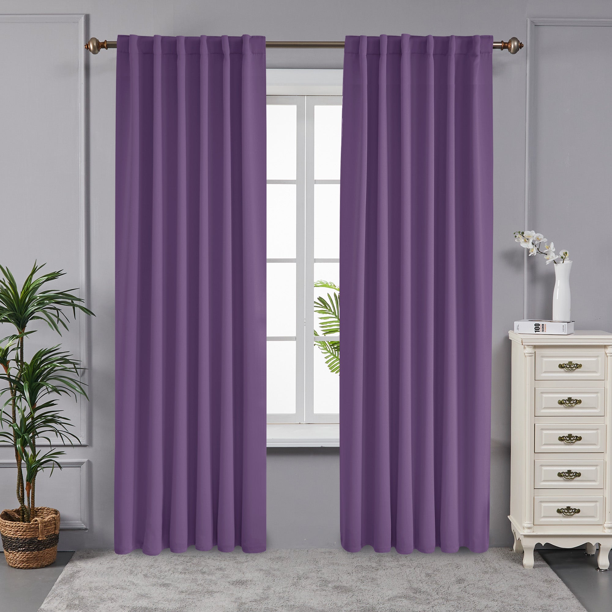 Deconovo Blackout Curtains 2 Panels - 42" W, Back Tab, Room Darkening