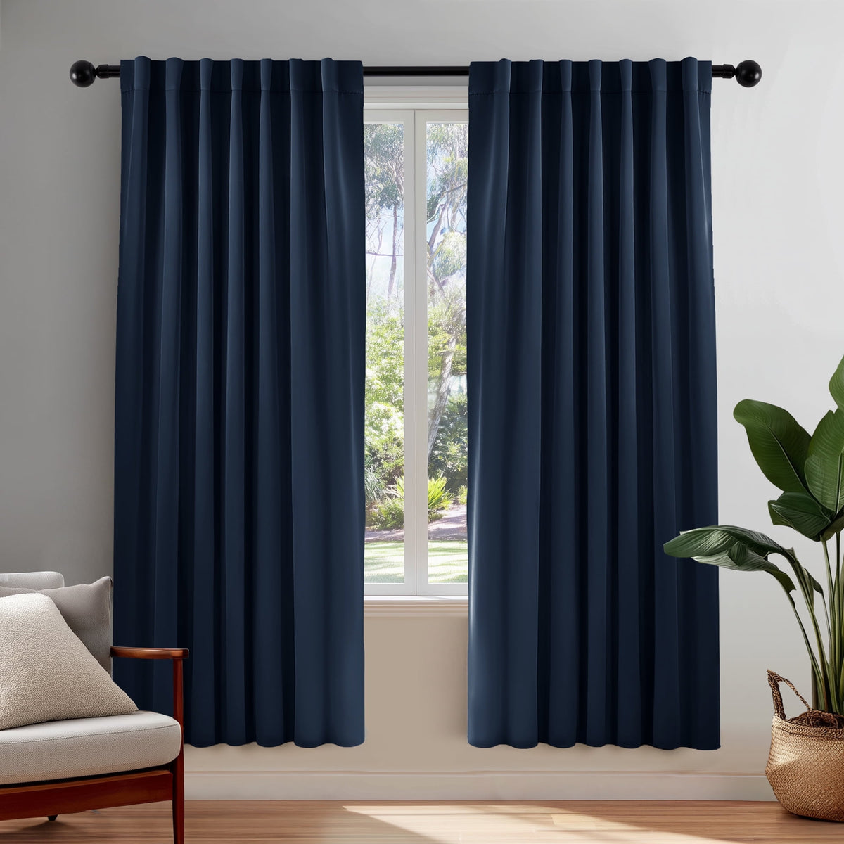ZOPZO Curtains & Valances, Navy Blue