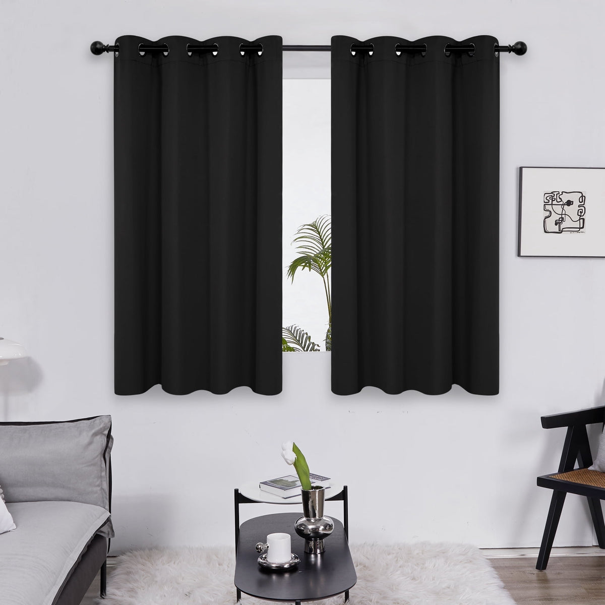 ZOPZO Curtains & Valances, Black