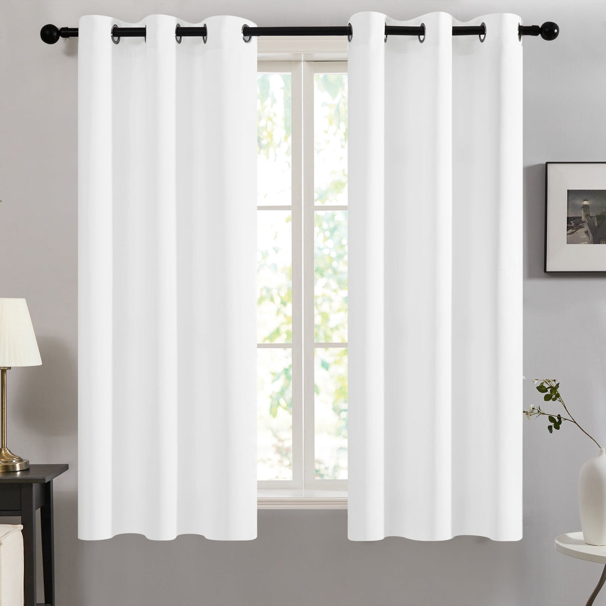 Deconovo Grommet Room Darkening Curtains, 2 Panels - Pure White, 42 x 54