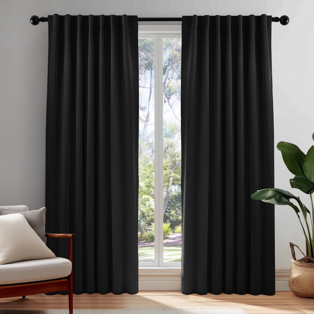 ZOPZO Curtains & Valances, Black