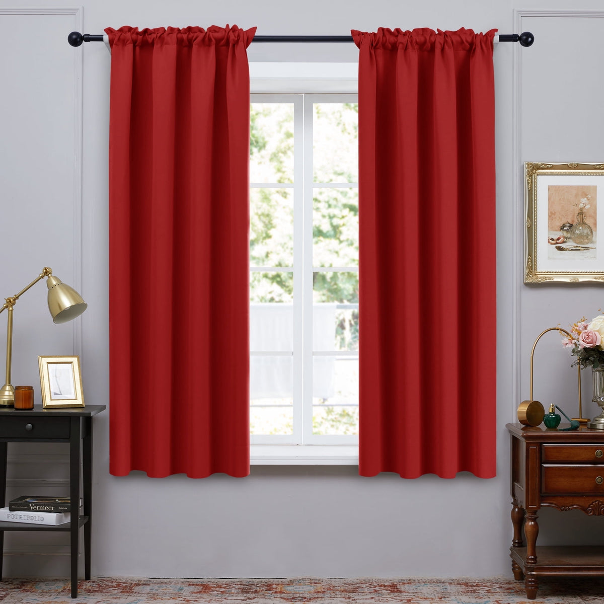 ZOPZO Curtains & Valances, Bright Red
