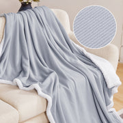 Deconovo Sherpa Throw Blanket, Gray, 60 x 80 Inch - Gray/Knitting, 60 x 80