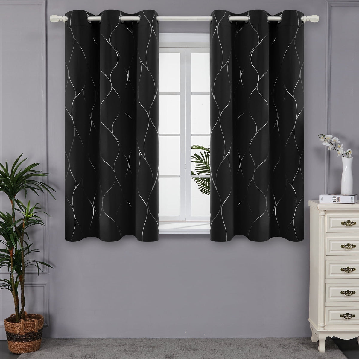 ZOPZO Curtains & Valances, Black
