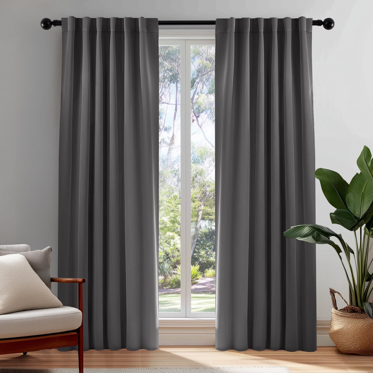 ZOPZO Curtains & Valances, Dark Gray