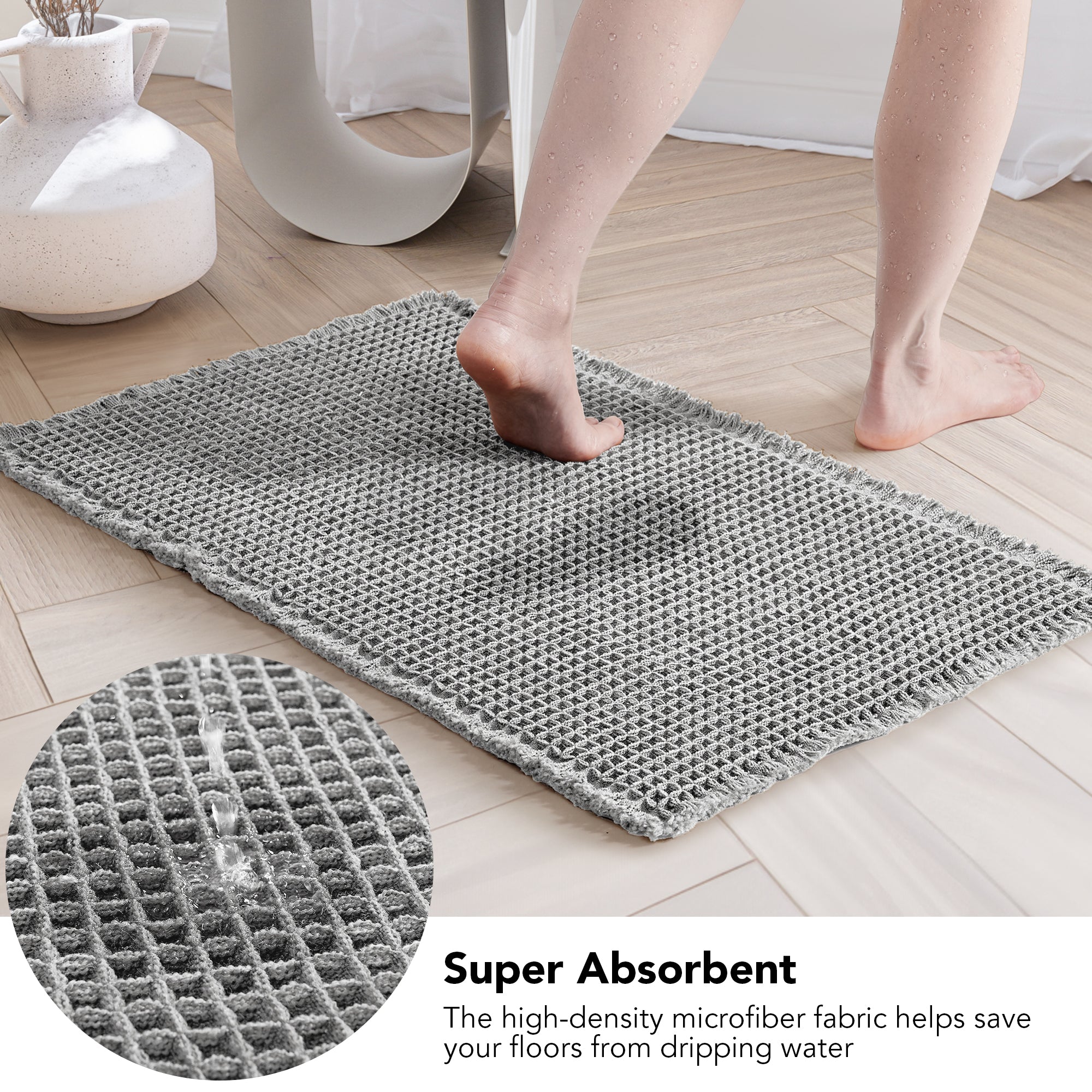 Deconovo Waffle Grid Bathroom Floor Mat Non Slip Absorbent Rug