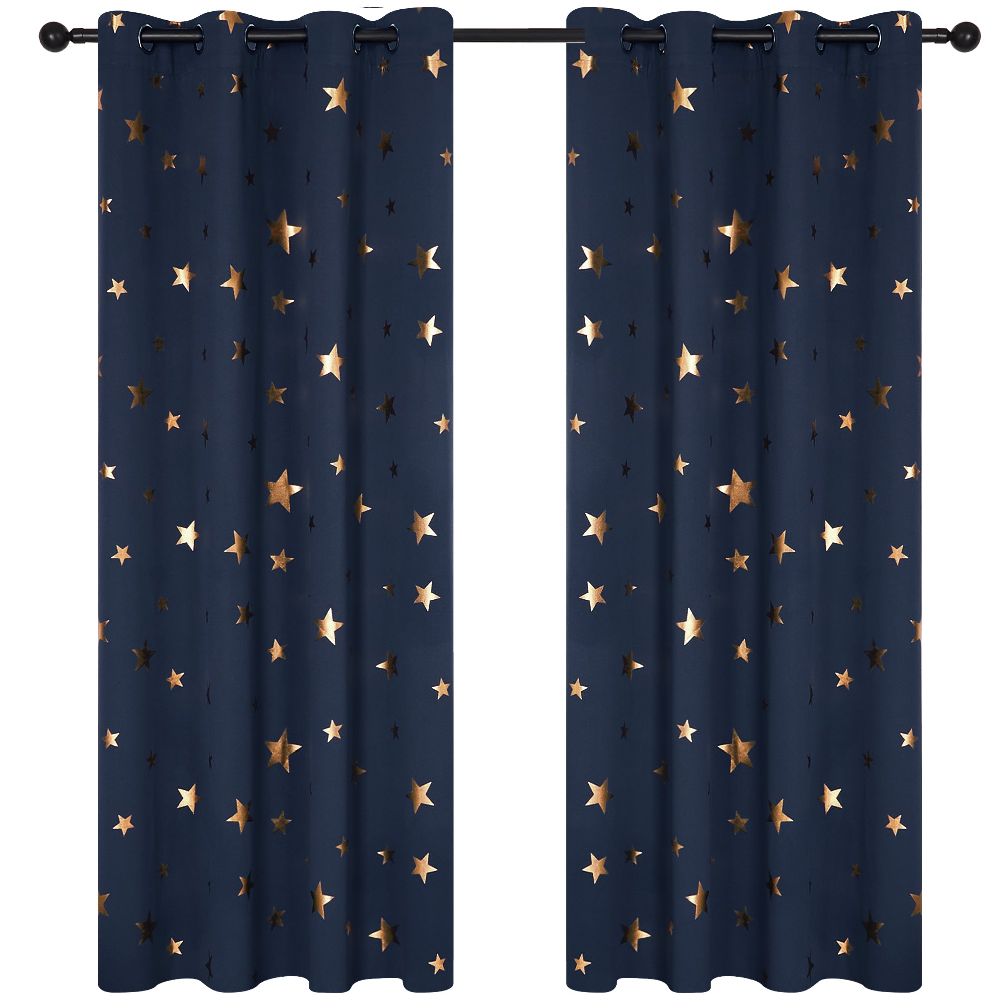 Deconovo Gold Star Foil Kids Room Darkening Curtains (2 Panels)