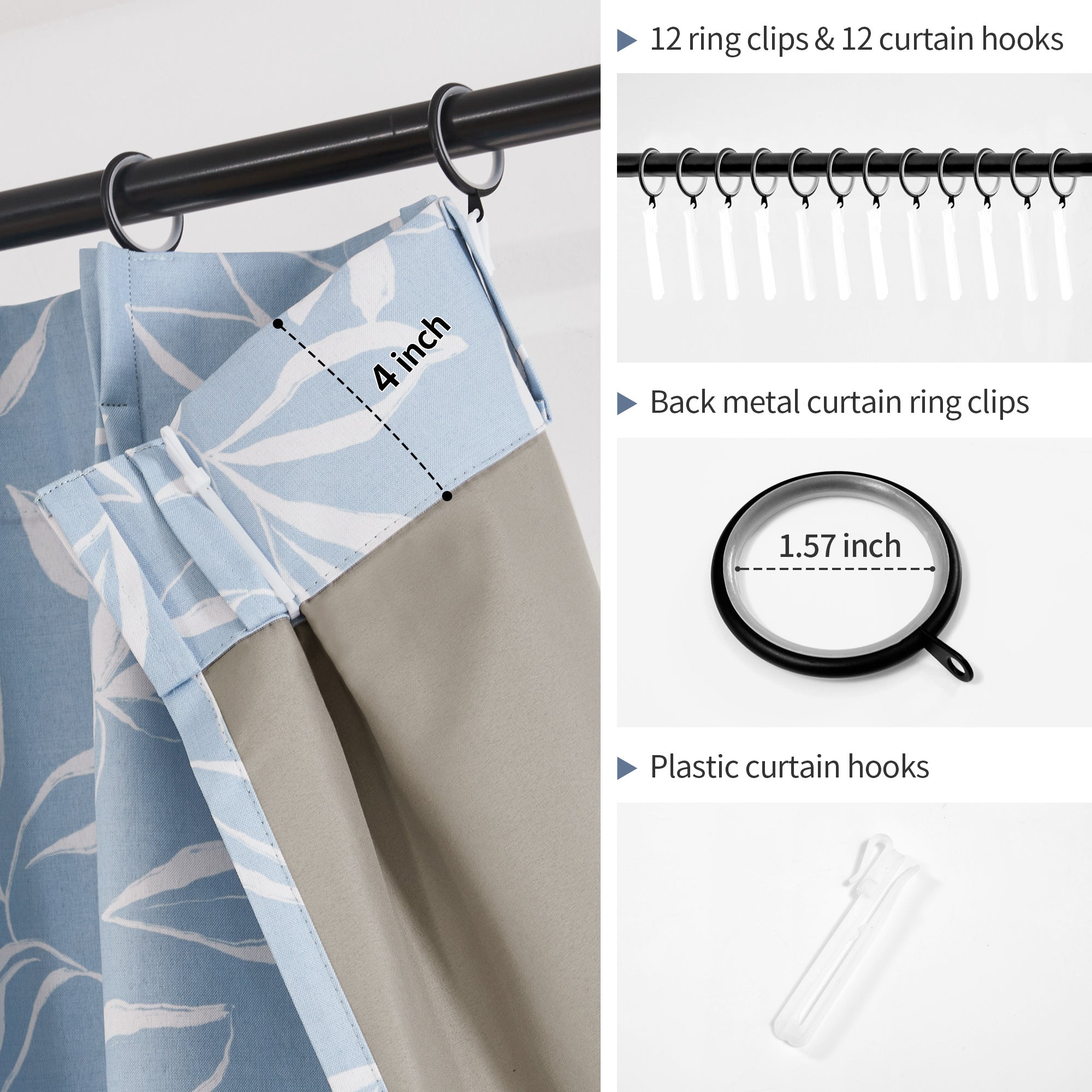 Deconovo Recycled Blackout Curtains, Pinch Pleat, 2 Panels