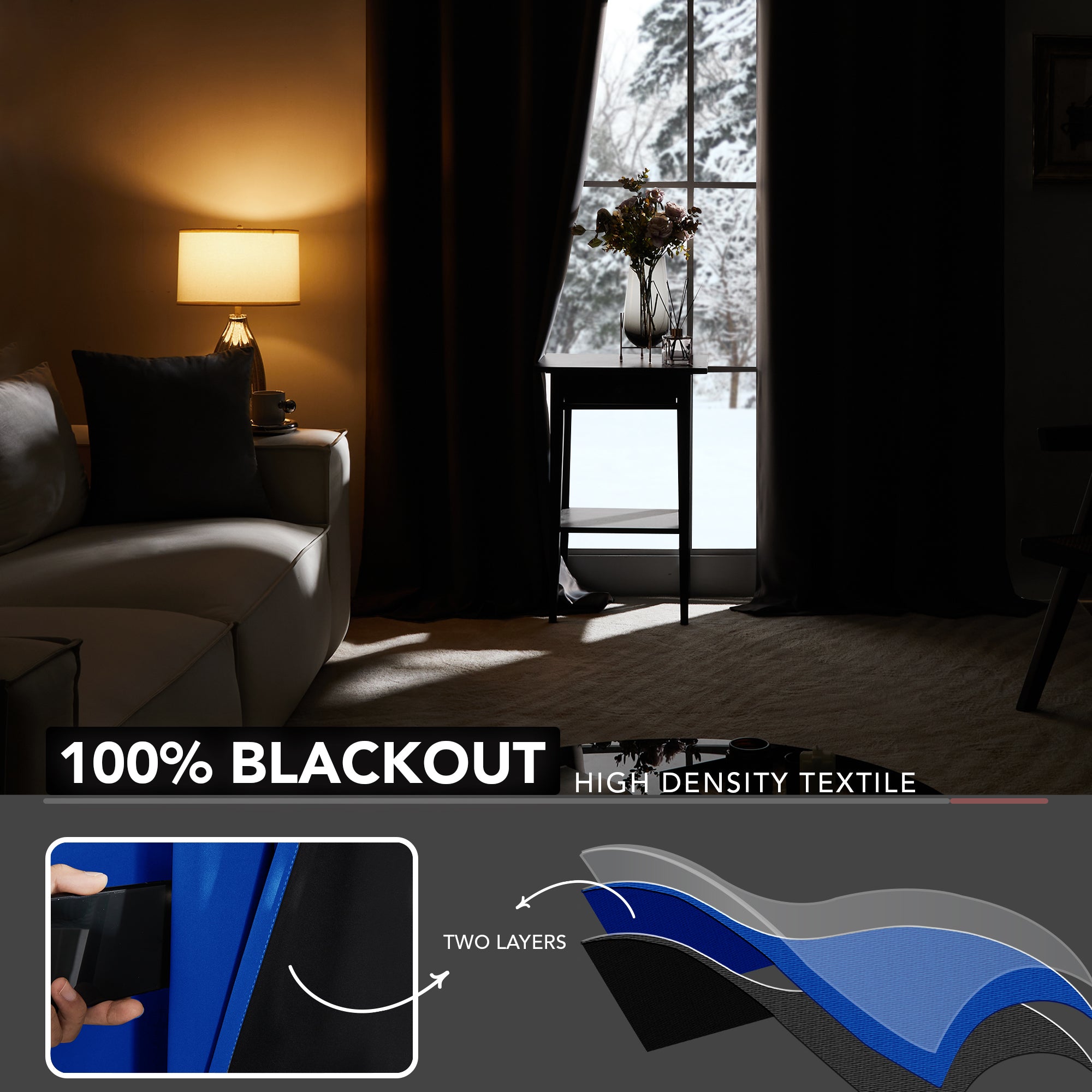 Deconovo 100% Blackout Grommet Curtains with Liner, 2 Panels