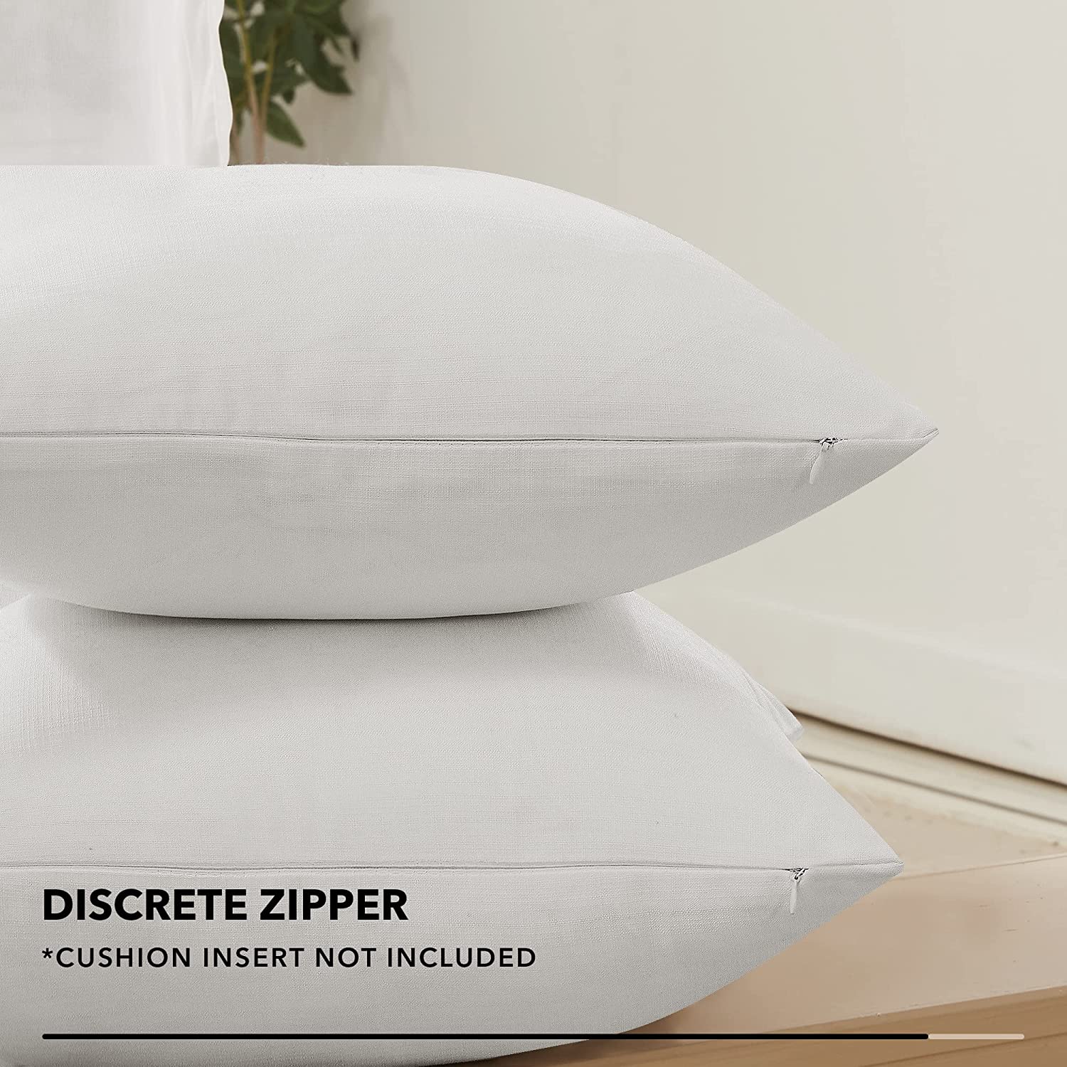 Deconovo 4 Pack Faux Linen Pillow Covers with Hidden Zipper