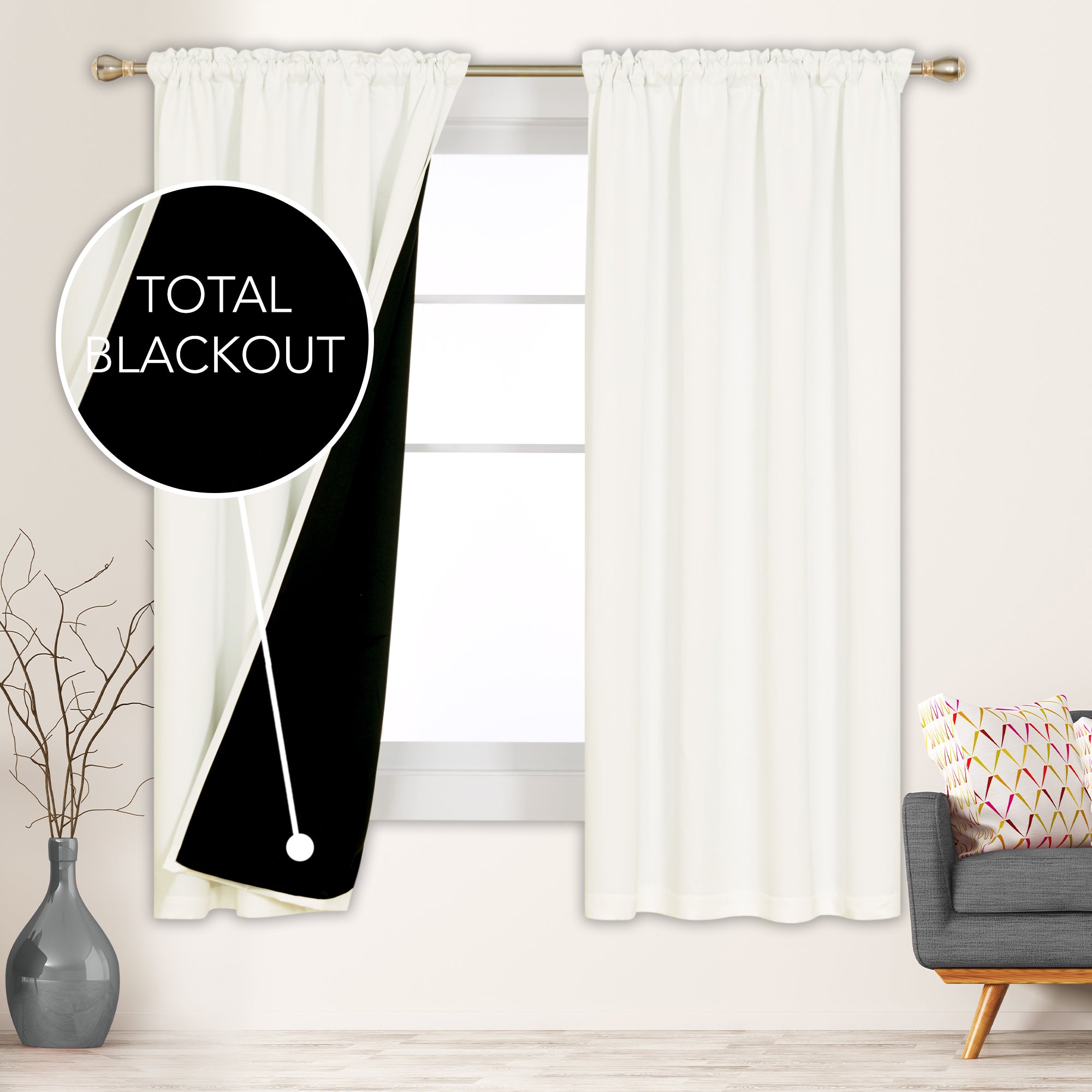 Deconovo ModernLuxury BlackOut RodCurtains For LivingRoom or BedRoom，Easy Clean,2Panels