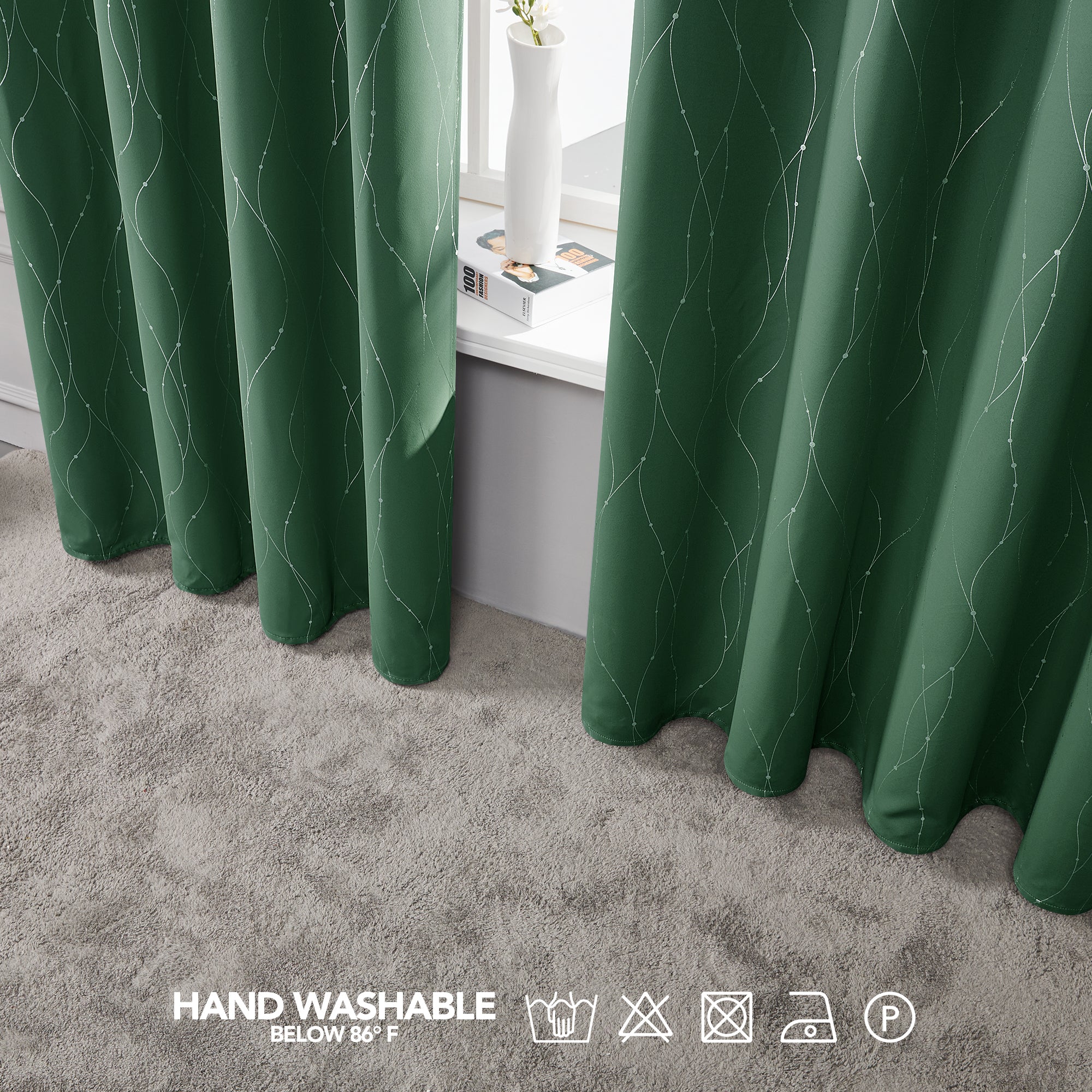 Deconovo Wave Line with Dots Blackout Curtains 52" W (2 Panels)
