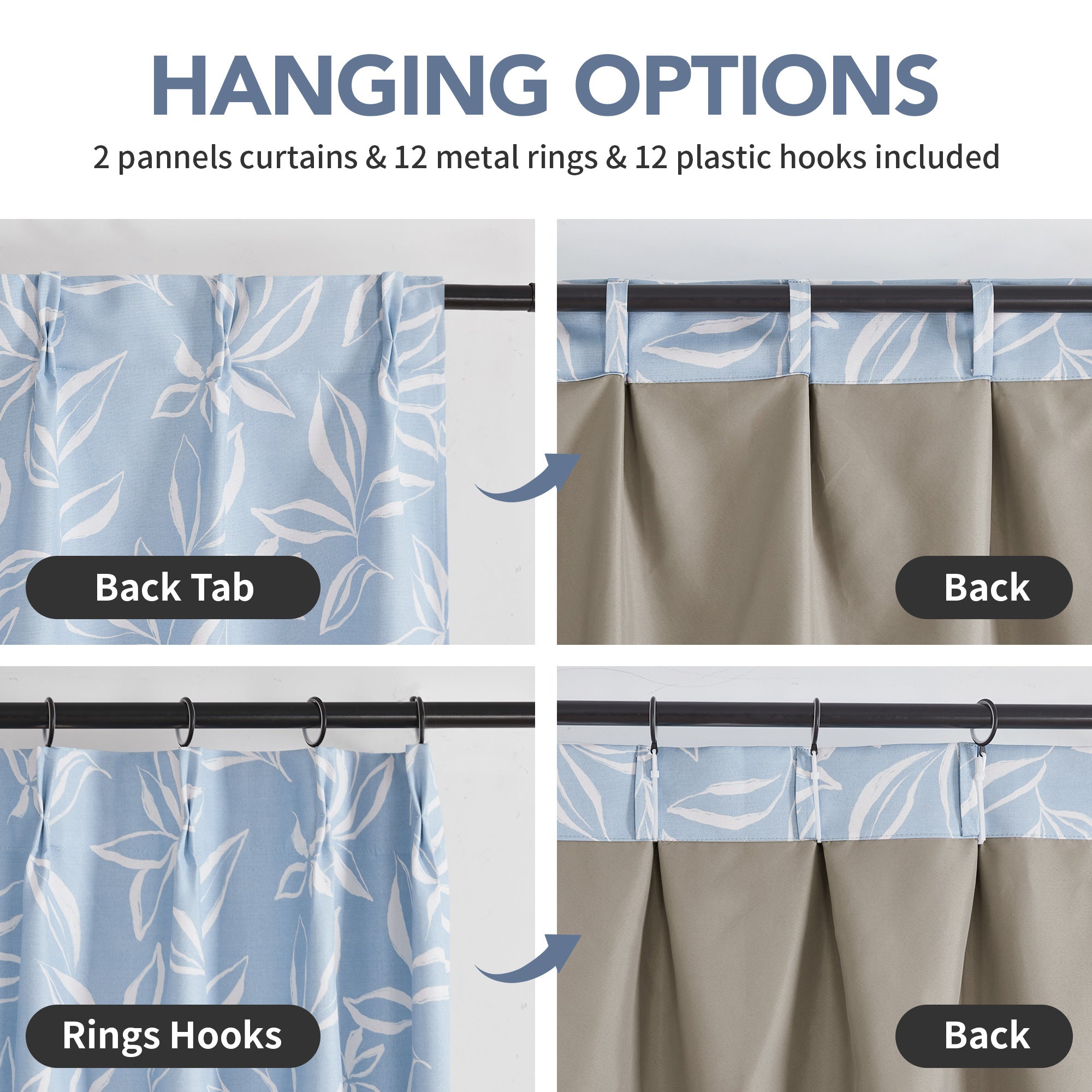 Deconovo Recycled Blackout Curtains, Pinch Pleat, 2 Panels