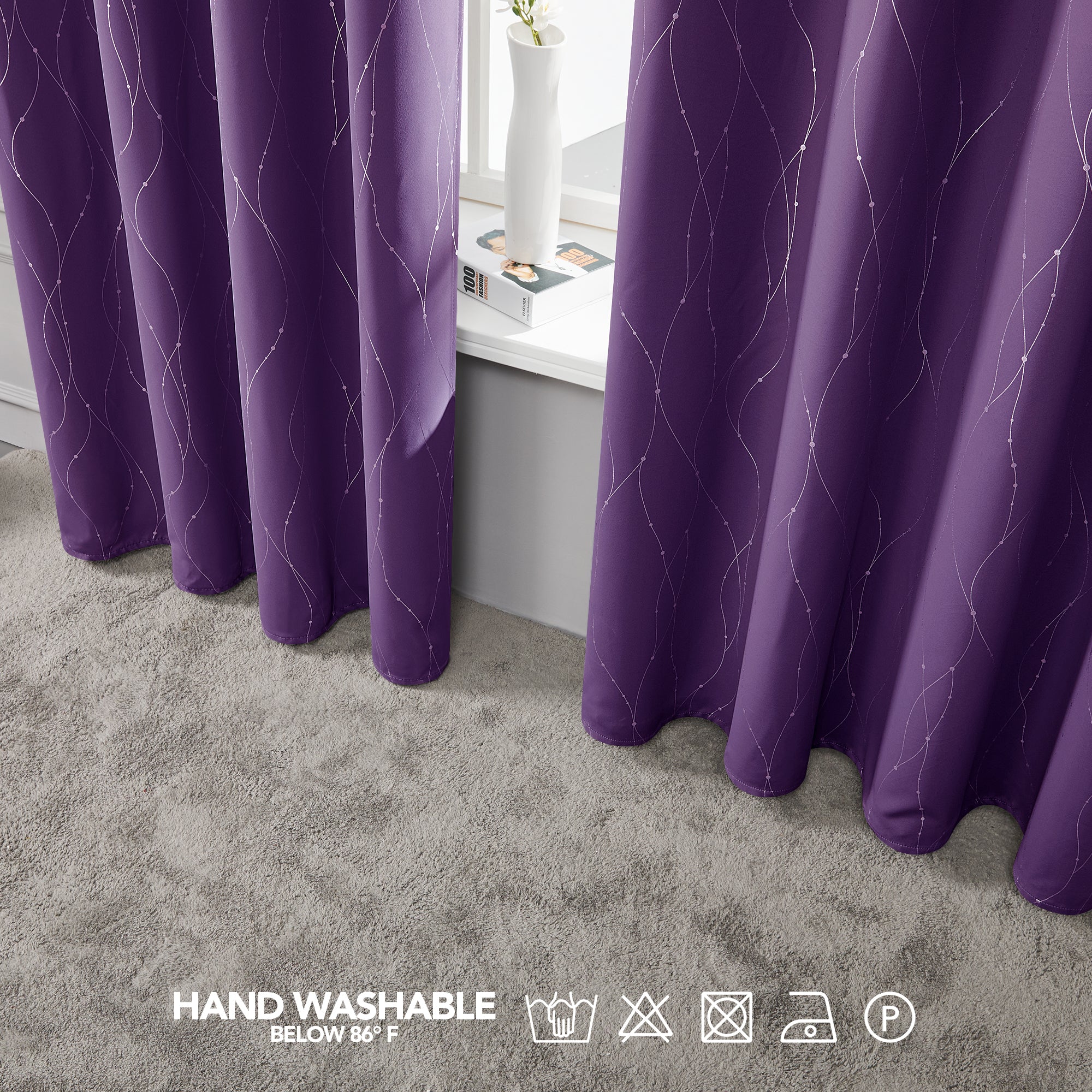 Deconovo Wave Line with Dots Blackout Curtains 52" W (2 Panels)