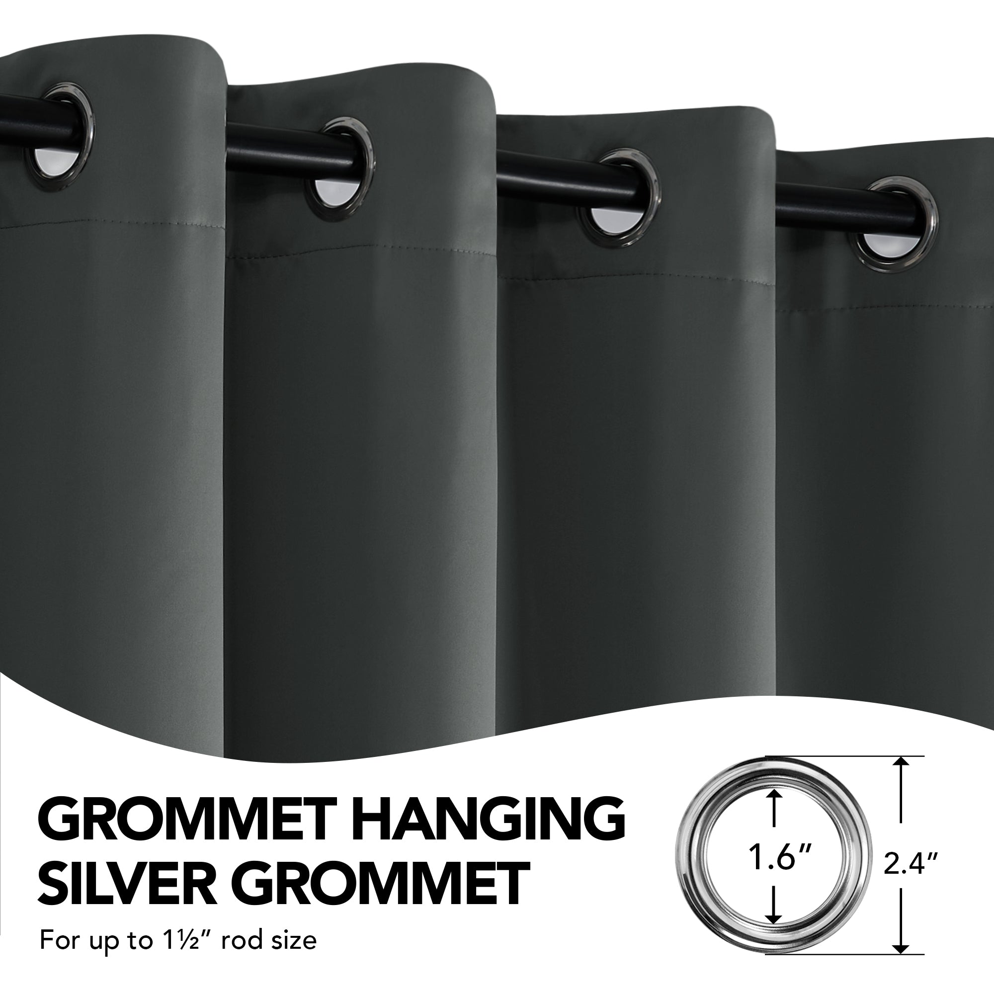 Deconovo Total Blackout Recycled Curtains Grommet 2 Panels