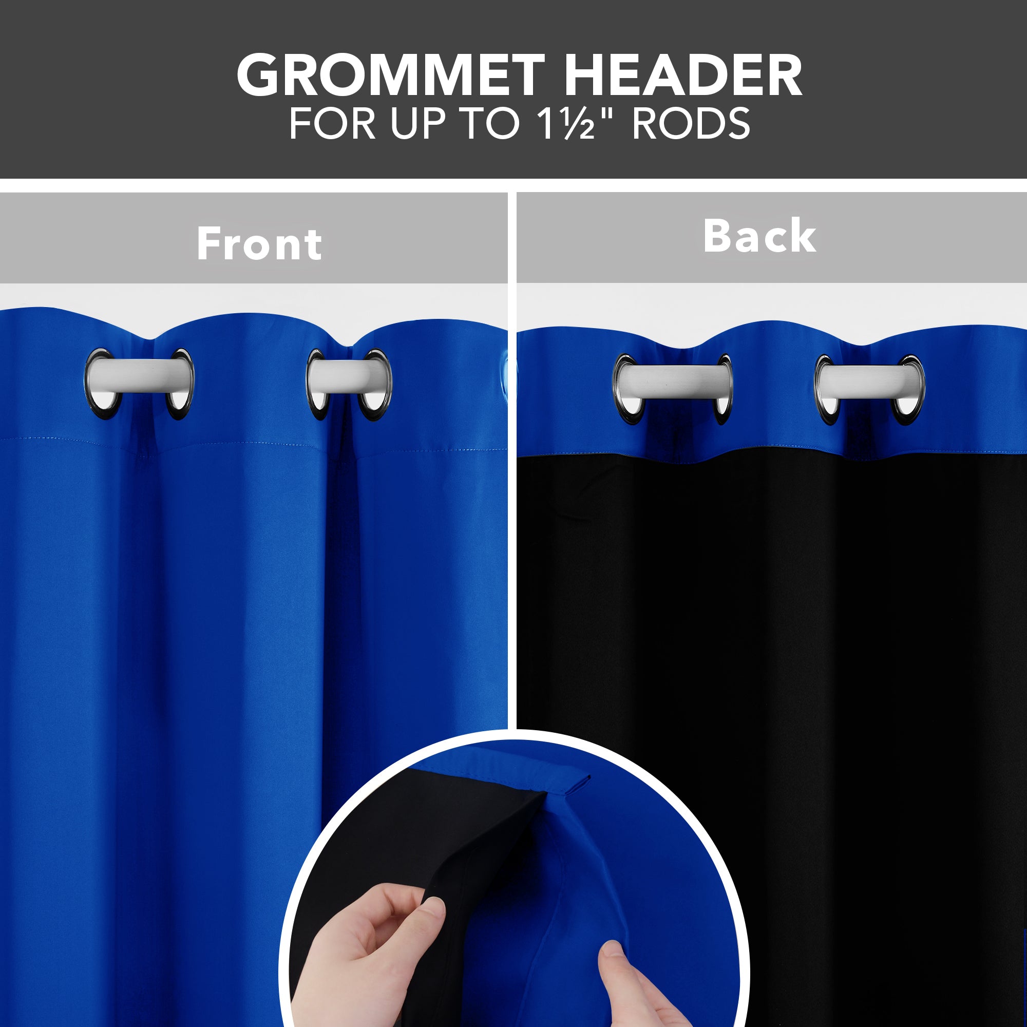 Deconovo 100% Blackout Grommet Curtains with Liner, 2 Panels