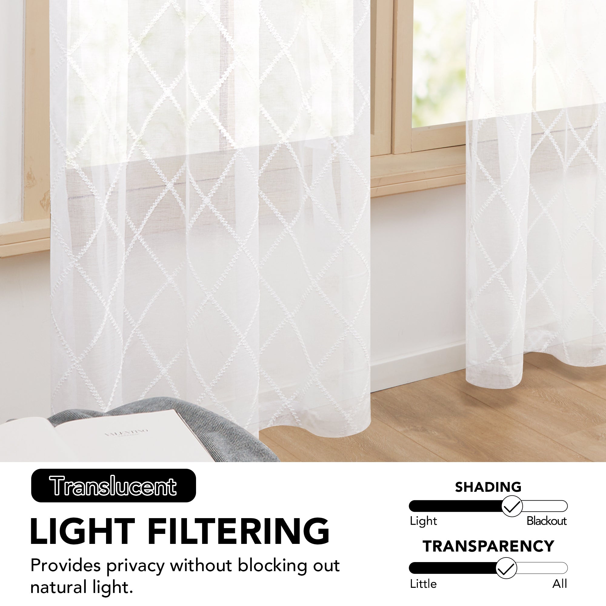 Deconovo Diamond Lattice Triangle Knit Window Valance Curtain 1 panel
