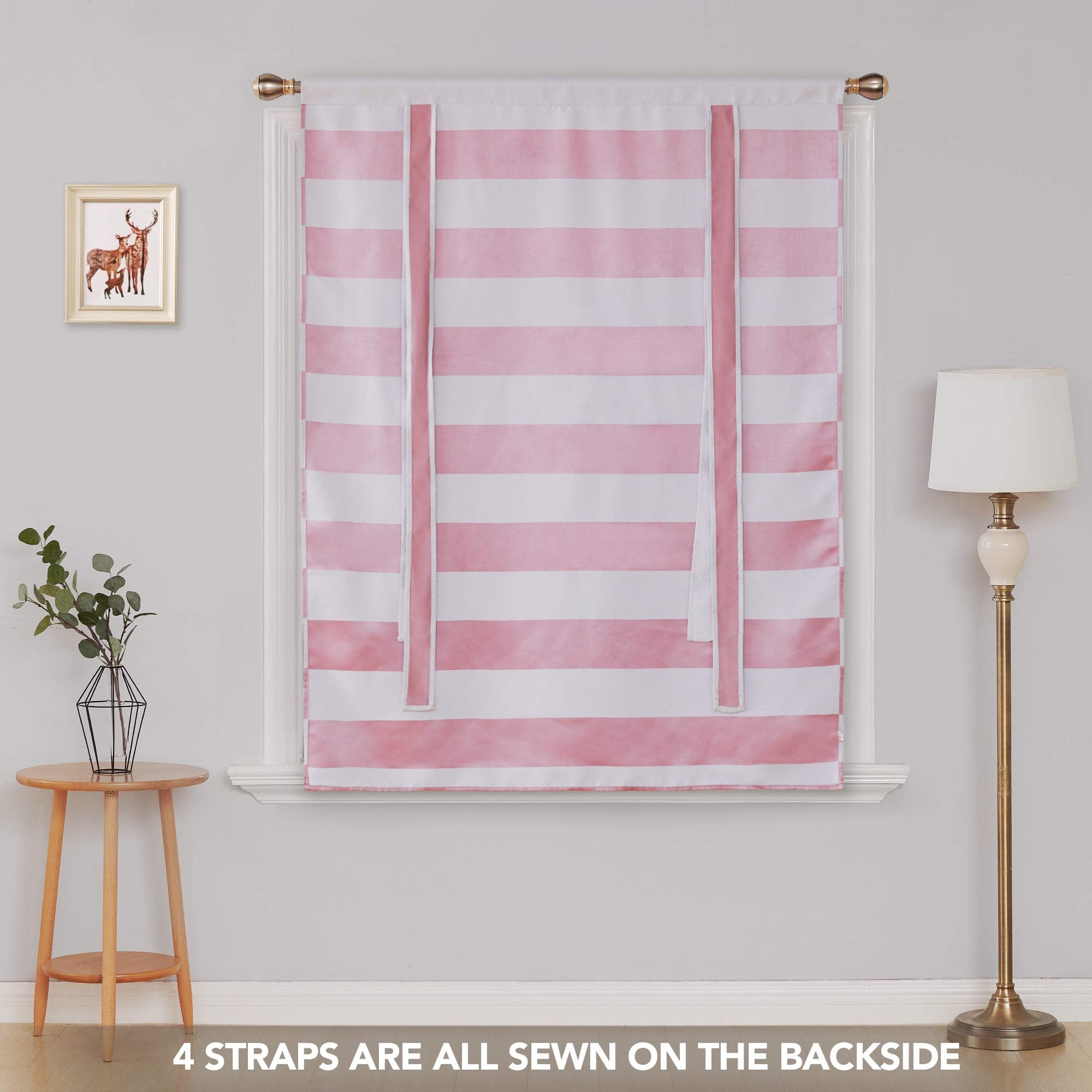 Deconovo Striped Tie-Up Room Darkening Curtain Shade, 1 Panel