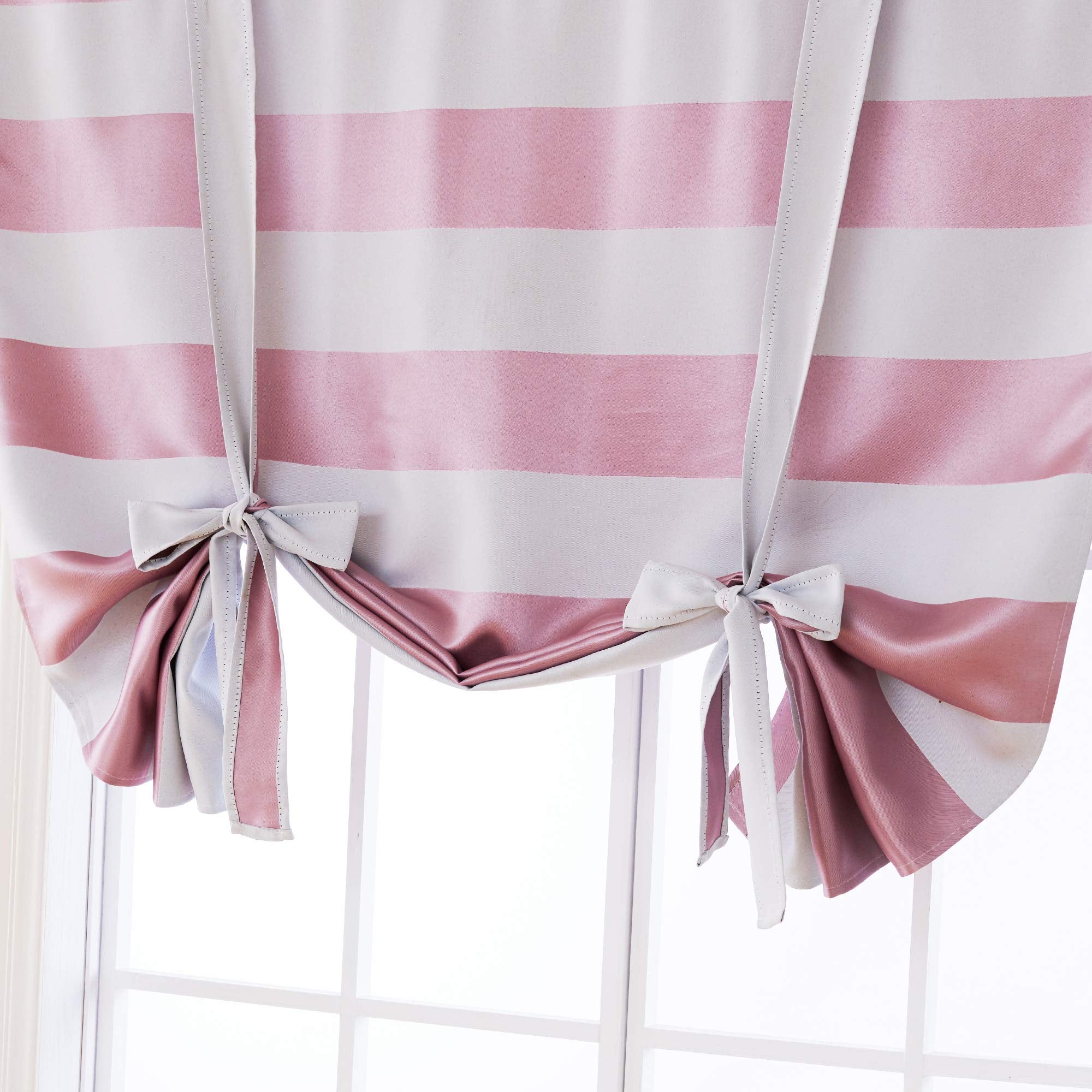 Deconovo Striped Tie-Up Room Darkening Curtain Shade, 1 Panel