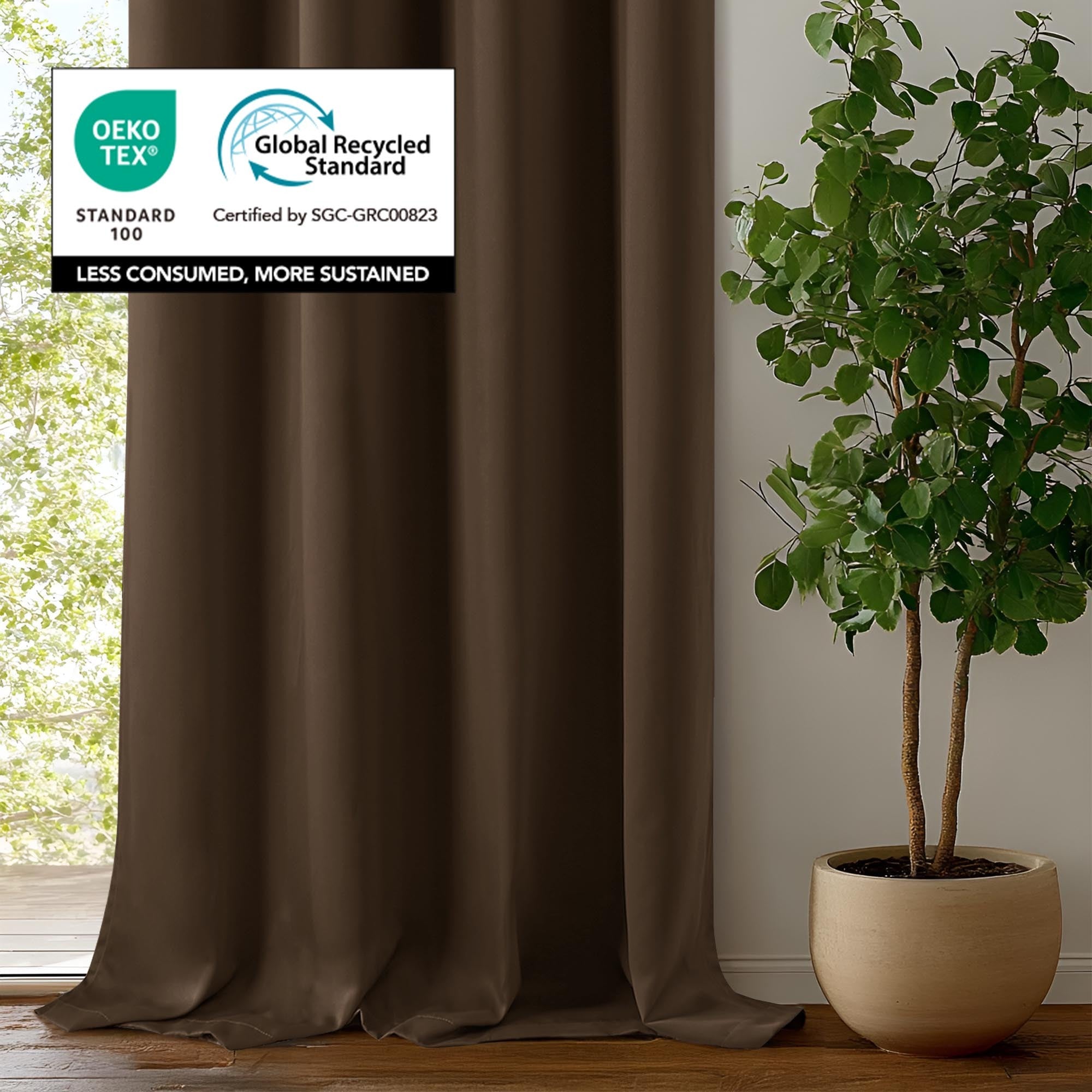 Deconovo Total Blackout Recycled Curtains Grommet 2 Panels