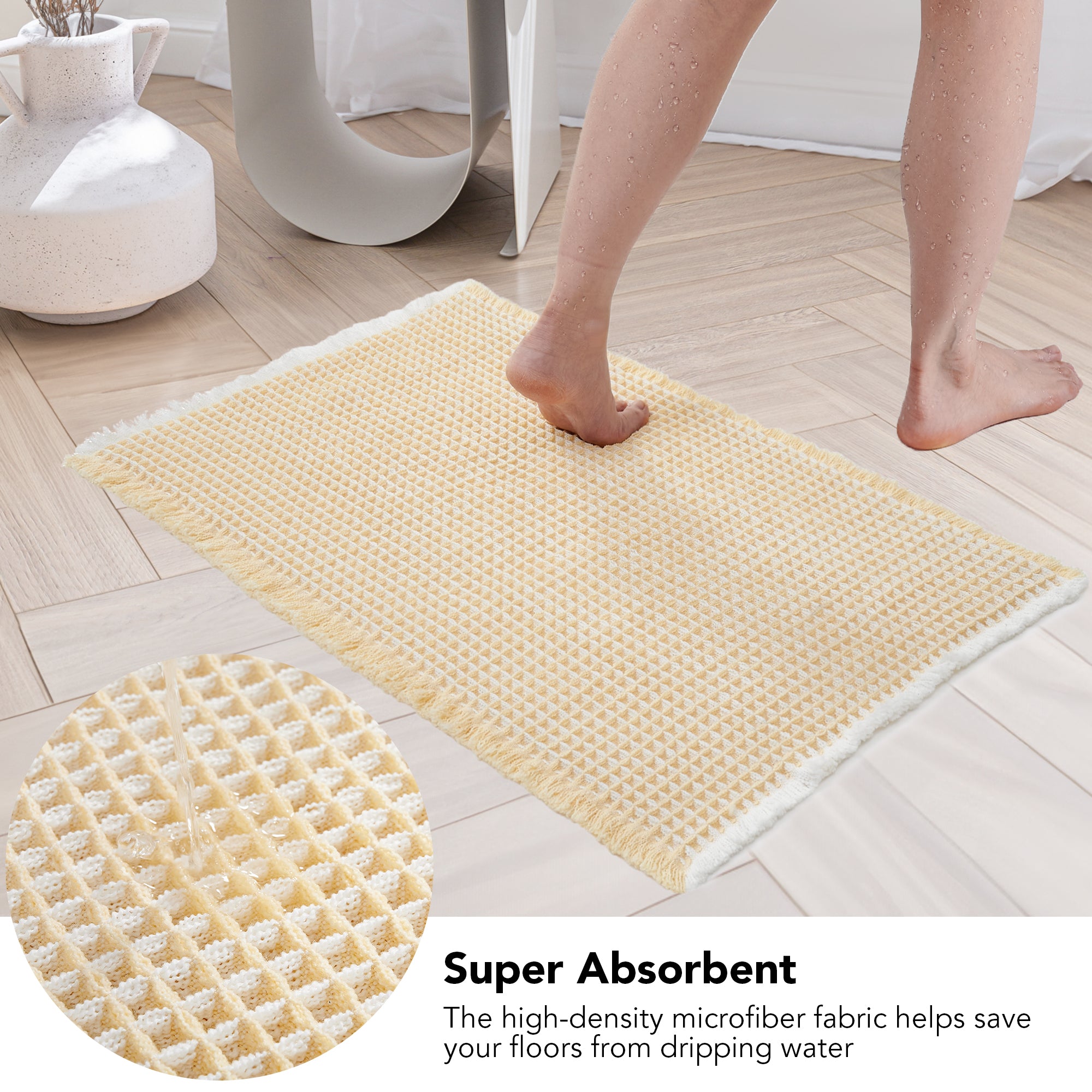 Deconovo Waffle Grid Bathroom Floor Mat Non Slip Absorbent Rug