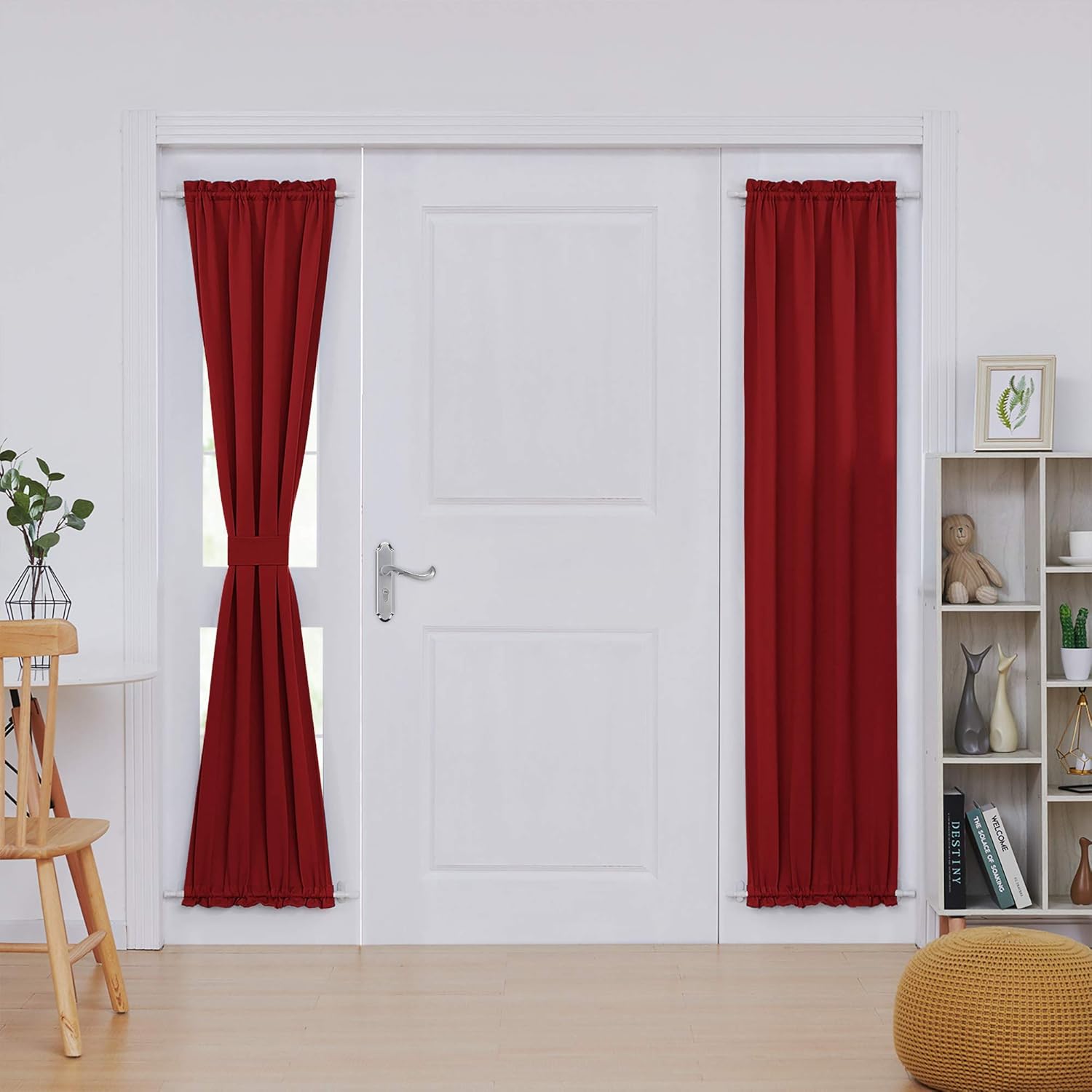 Deconovo Blackout Door Curtain Panel with Adjustable Tieback for Glass Doors, Solid Color, 1 Panel