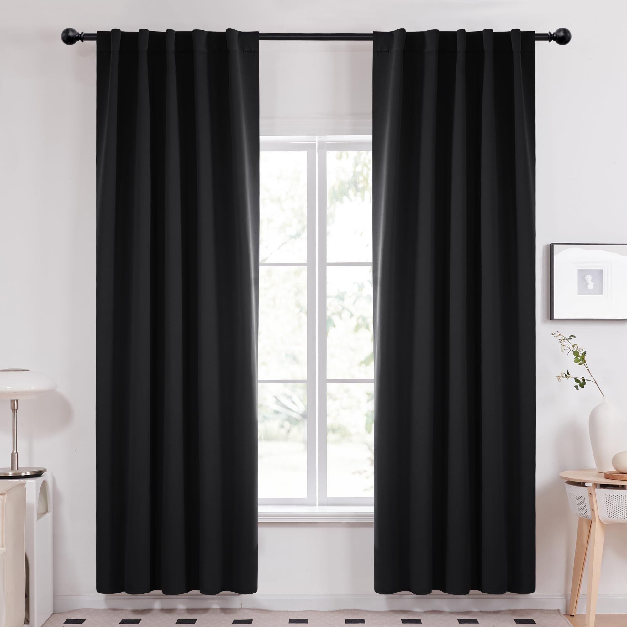 Deconovo Blackout Curtains 2 Panels - 42" W, Back Tab, Room Darkening