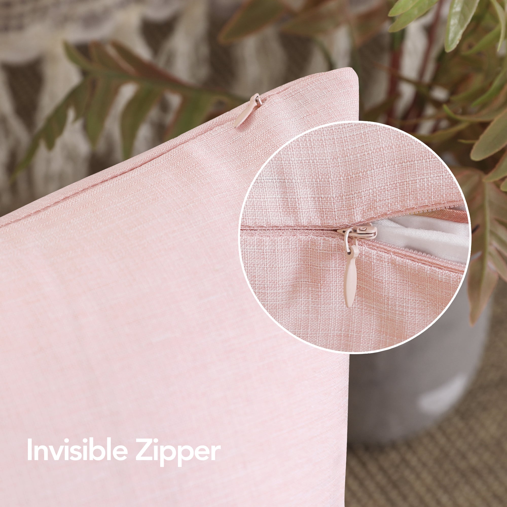 Deconovo 4 Pack Faux Linen Pillow Covers with Hidden Zipper
