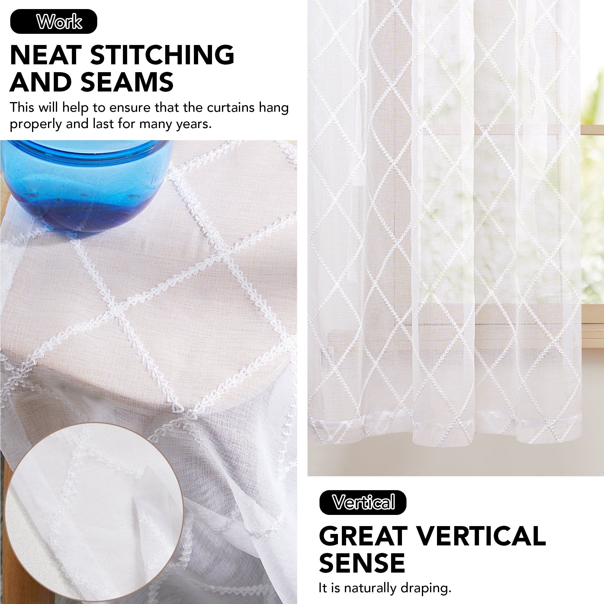 Deconovo Diamond Lattice Triangle Knit Window Valance Curtain 1 panel