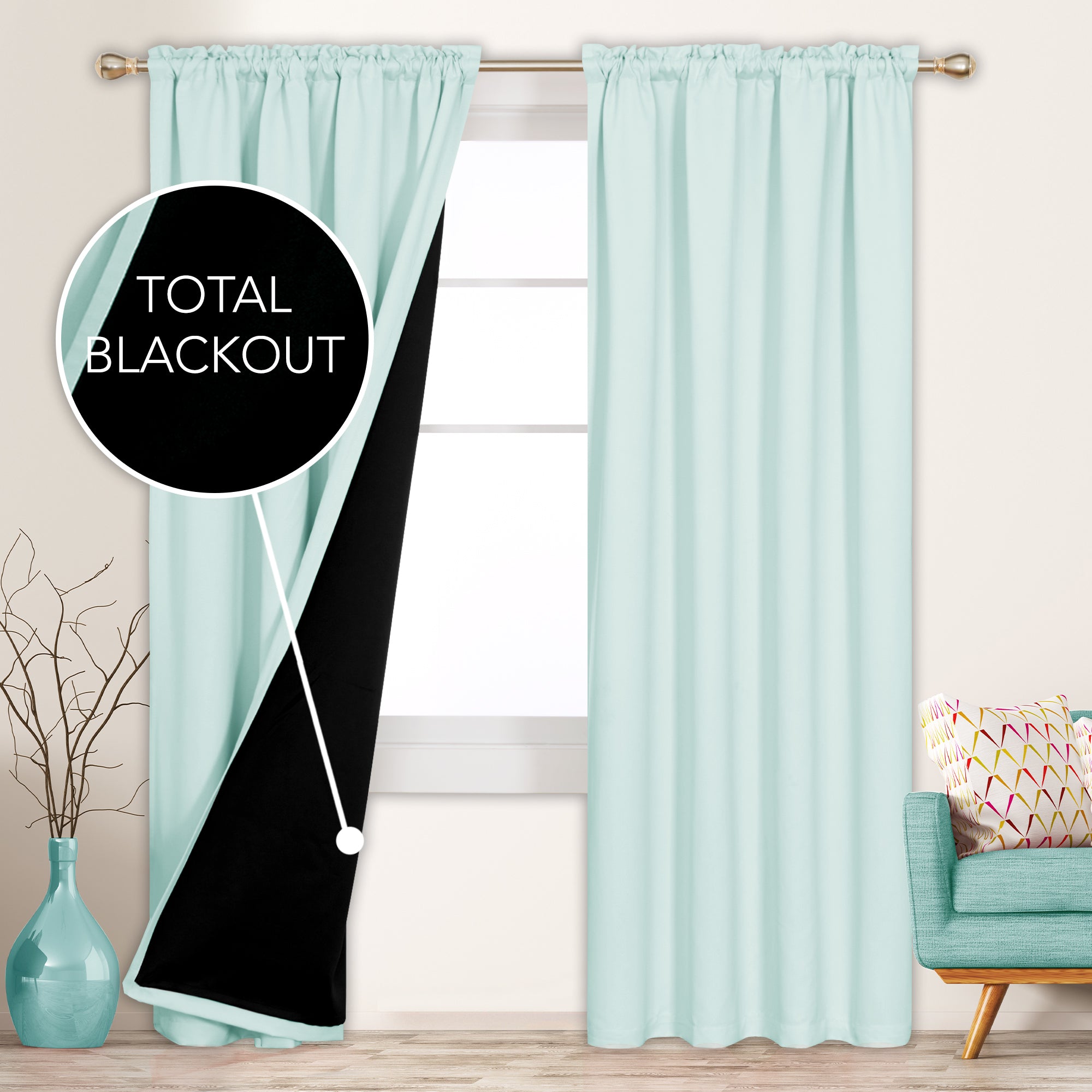 Deconovo ModernLuxury BlackOut RodCurtains For LivingRoom or BedRoom，Easy Clean,2Panels