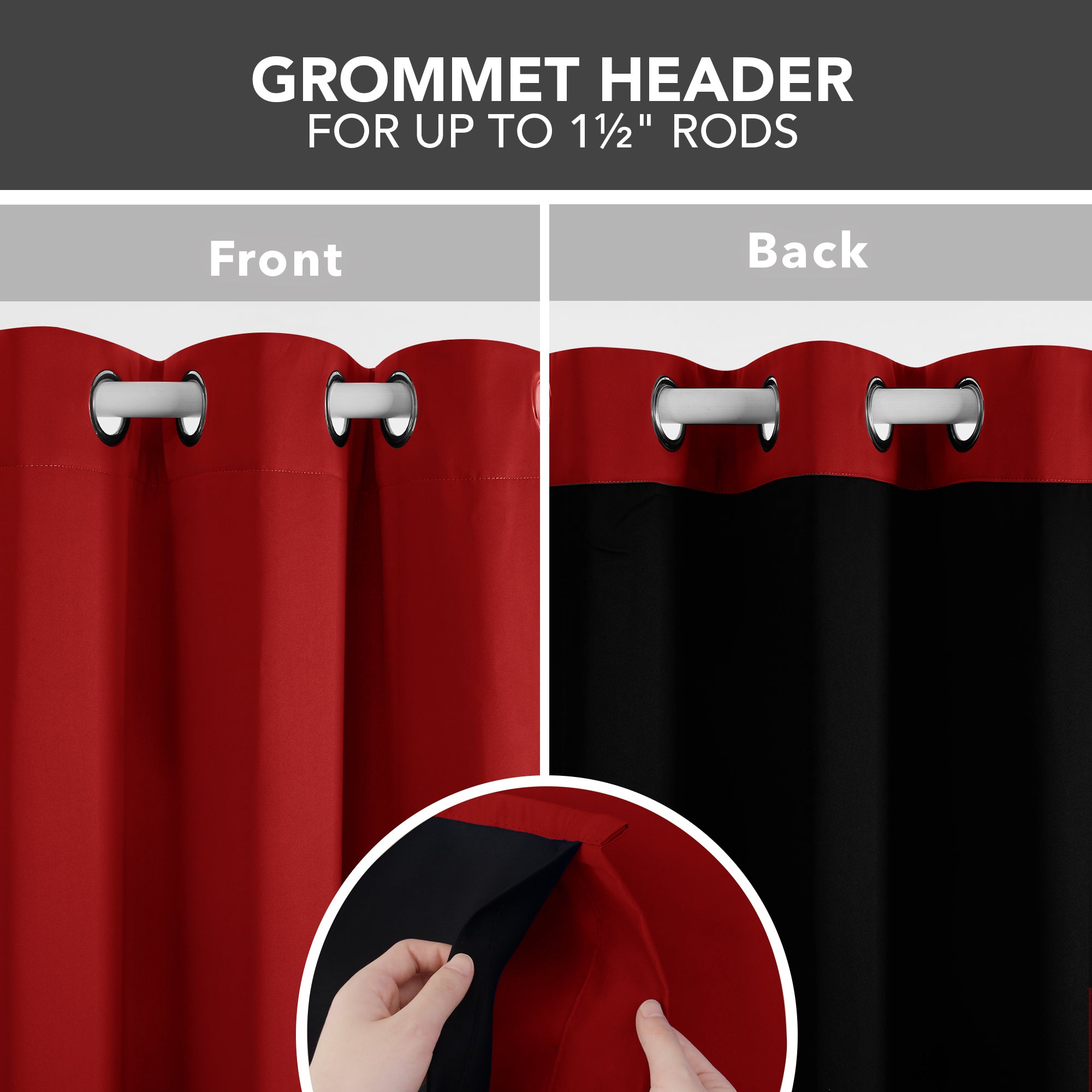 Deconovo 100% Blackout Grommet Curtains with Liner, 2 Panels