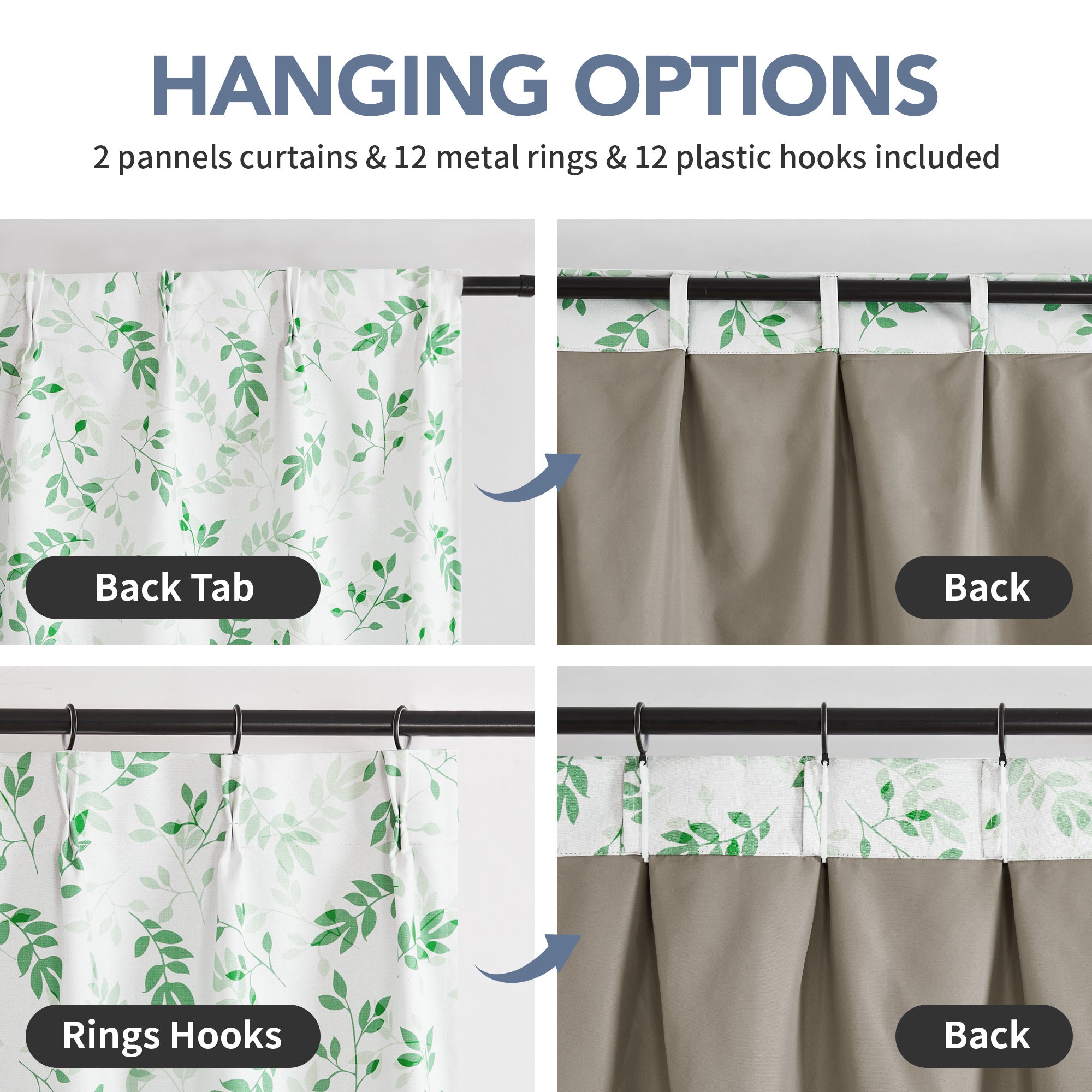 Deconovo Recycled Blackout Curtains, Pinch Pleat, 2 Panels