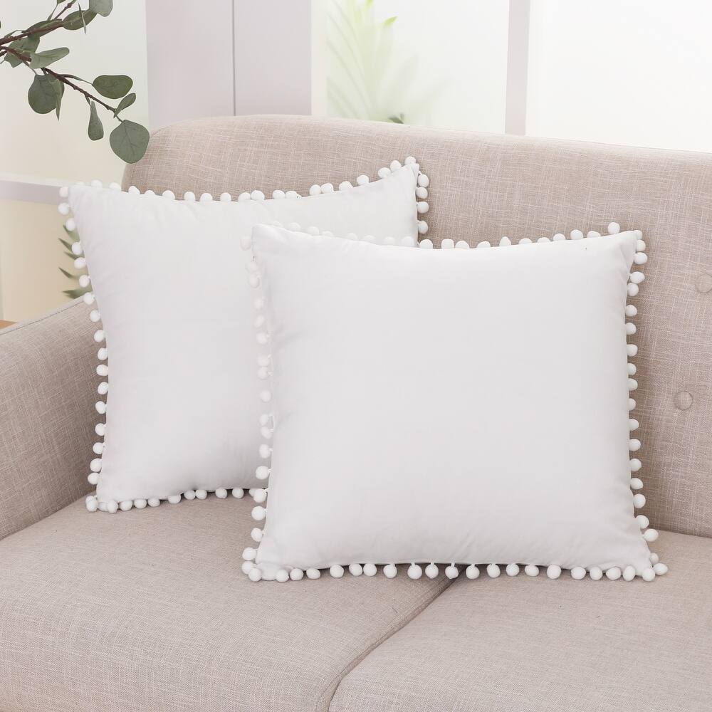 Deconovo Velvet Pom-Pom Throw Pillow Covers 2-Pack, Multiple Sizes