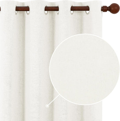 ZOPZO Faux Linen 100% Blackout Curtain 2 Panels Thermal Insulated Drapes for Bedroom