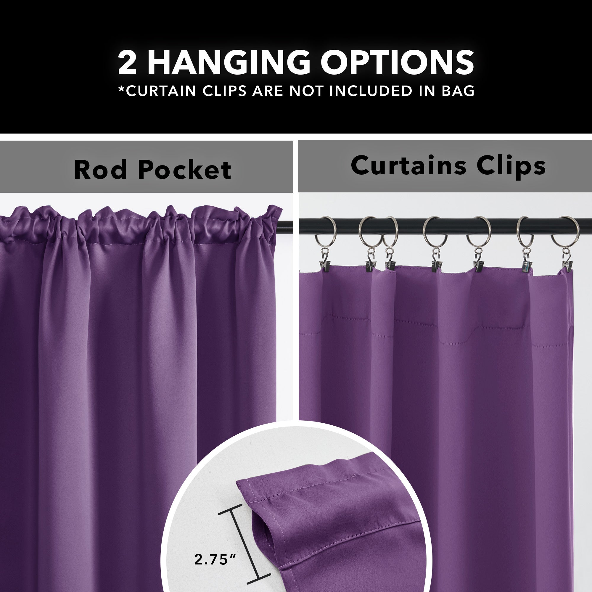 Deconovo Room Darkening Curtain Set – 2 Panels, Rod Pocket, Thermal