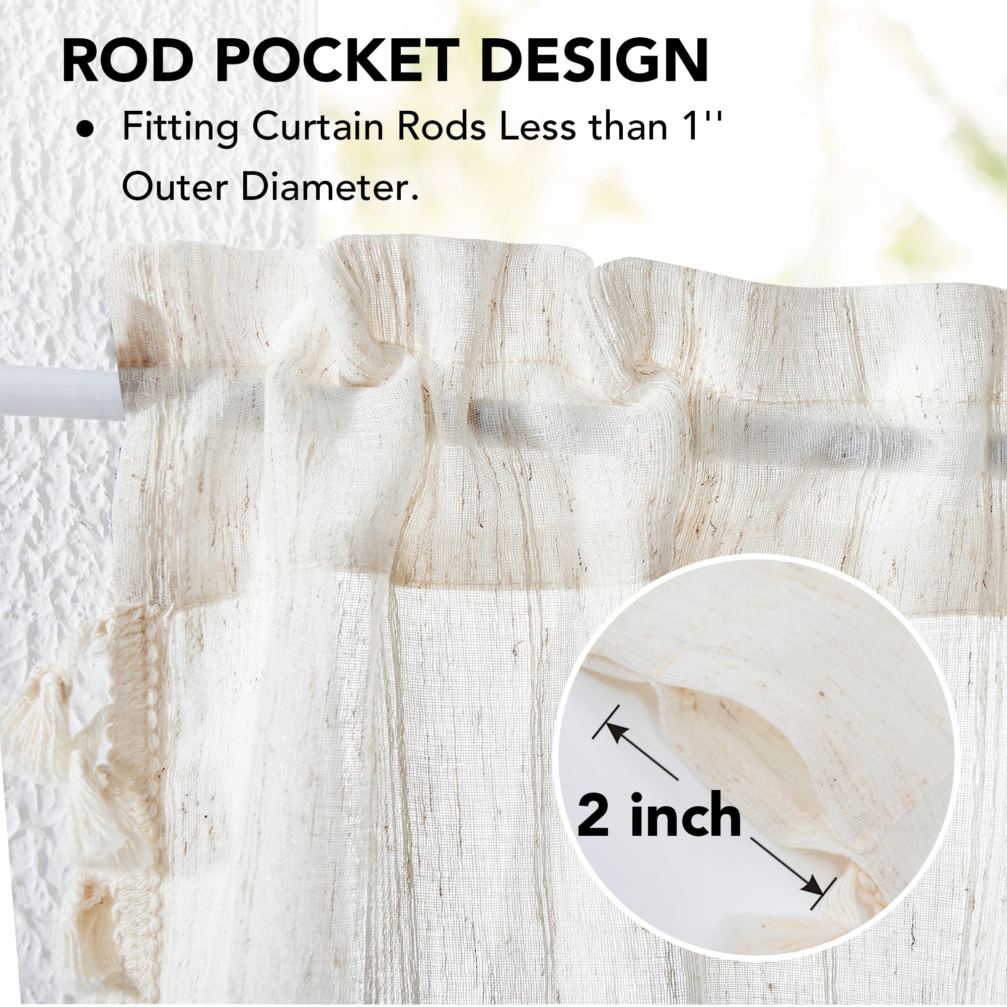 Deconovo Faux Linen Kitchen Tier Curtains, Light Filtering (2-Pack)