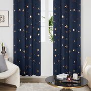 Deconovo Gold Star Foil Kids Room Darkening Curtains (2 Panels)