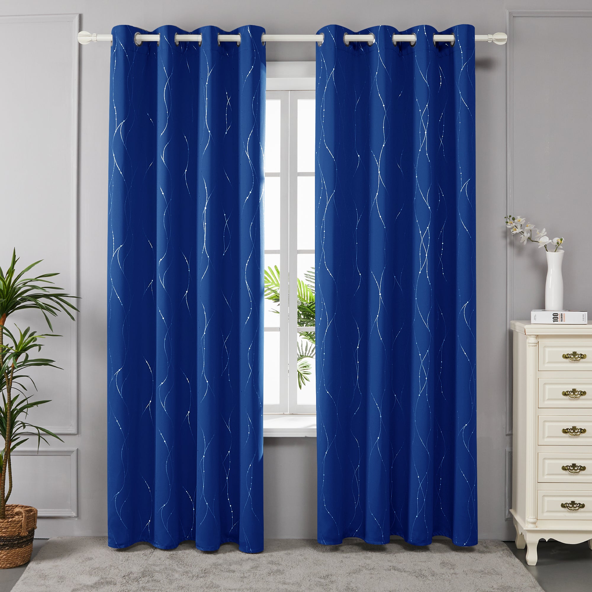 Deconovo Wave Line with Dots Blackout Curtains 52" W (2 Panels)