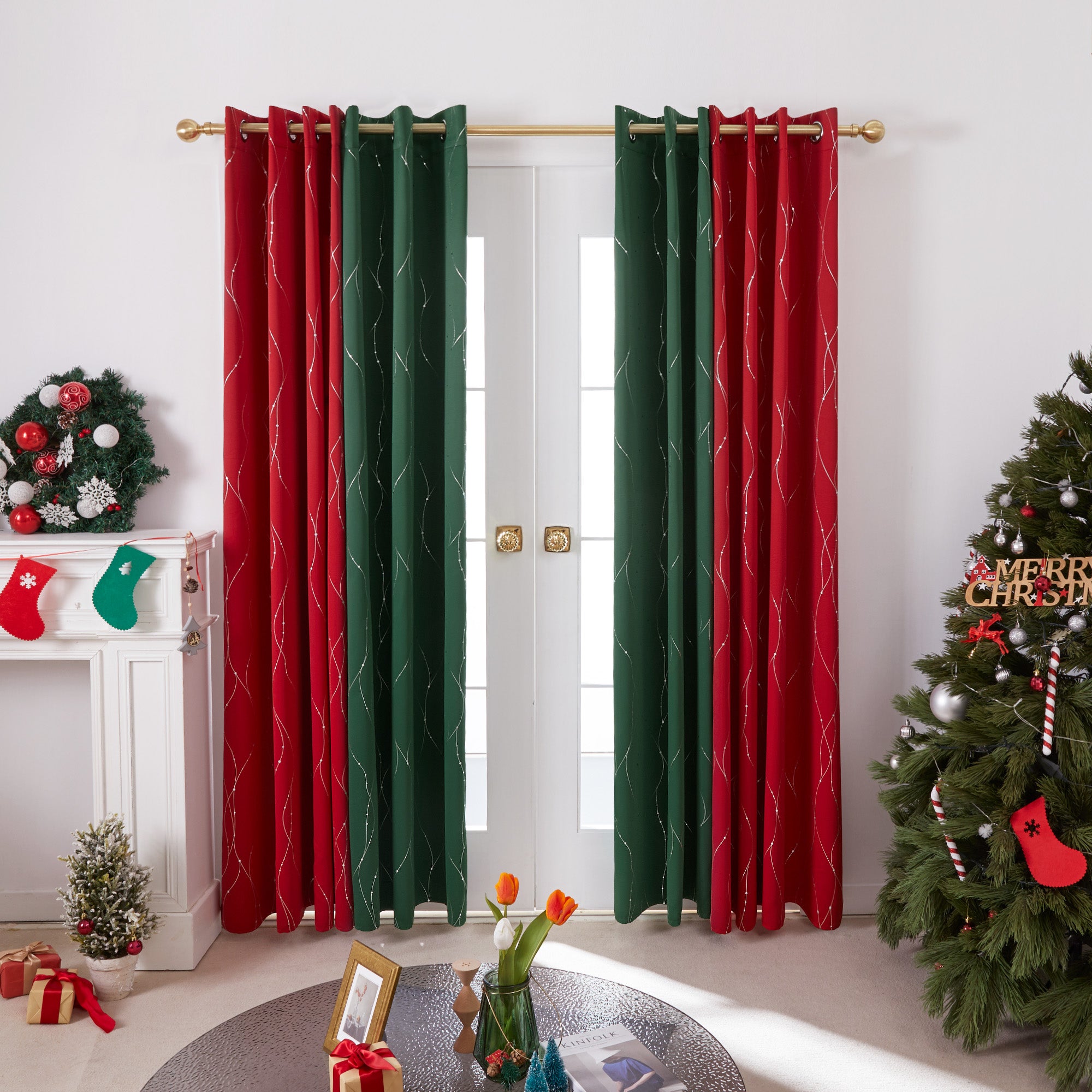 Deconovo Wave Line with Dots Blackout Curtains 52" W (2 Panels)
