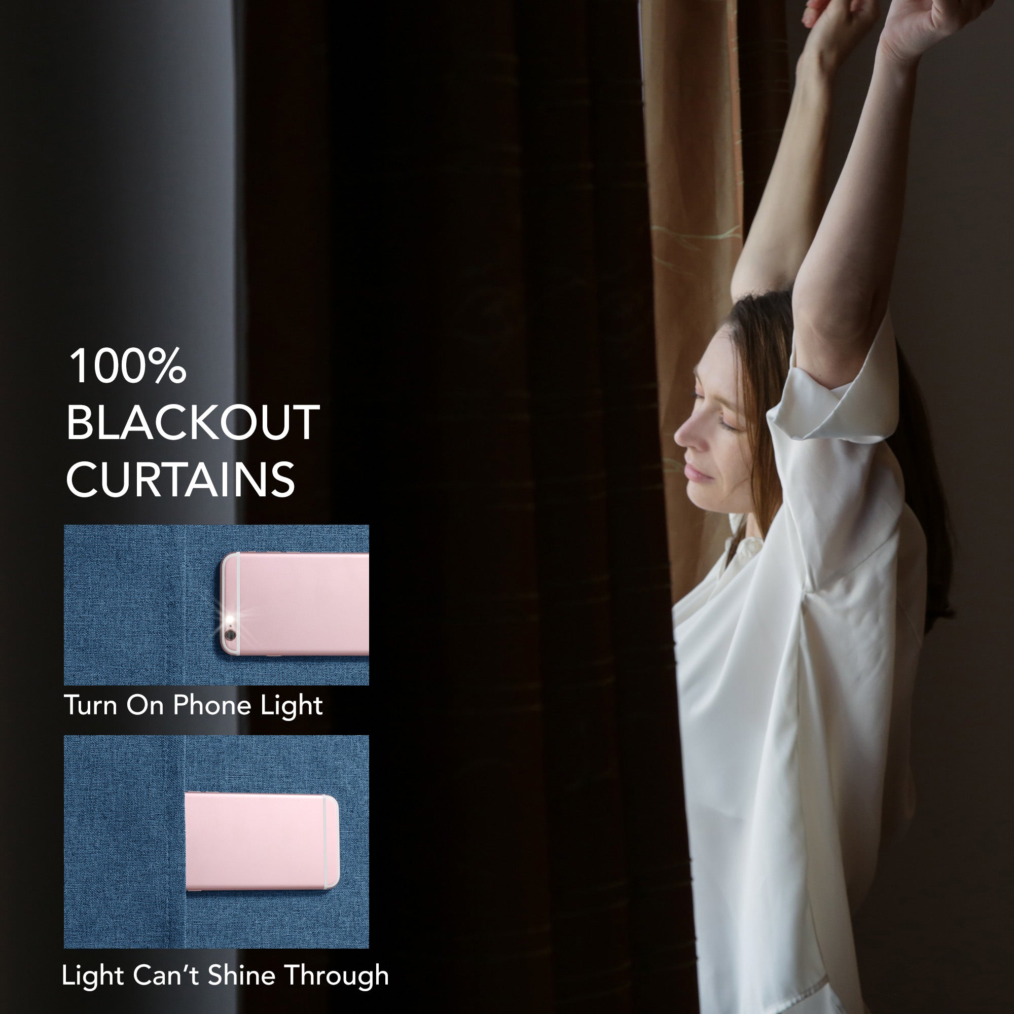 Deconovo 100% Blackout Faux Linen Curtains 2 Panels – Multiple Sizes