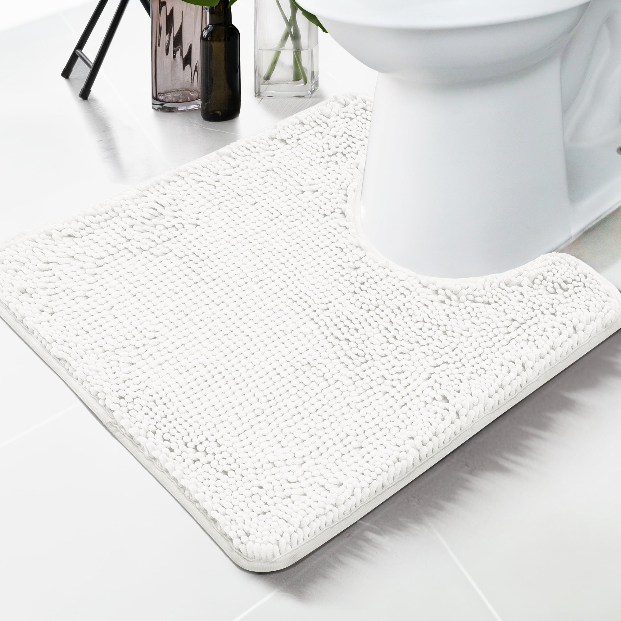 Deconovo Plush Chenille Bath Rug  Non-Slip, Washable Comfort Mat