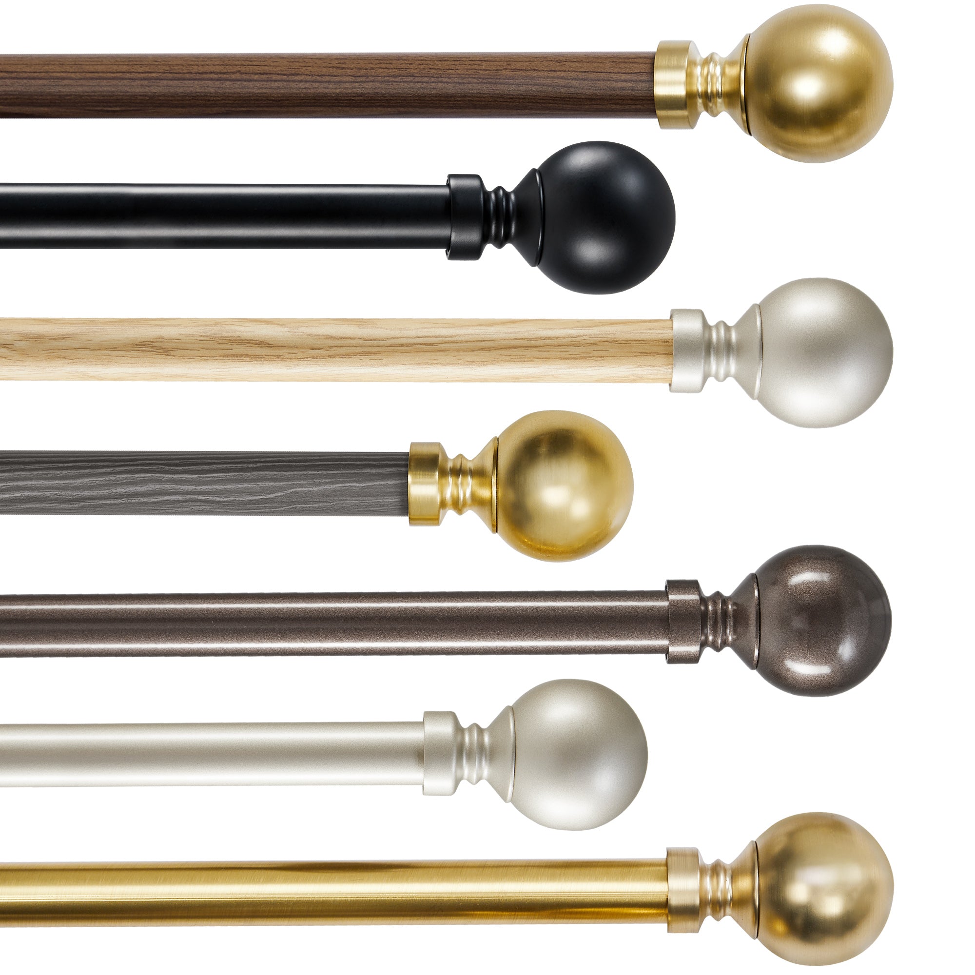 Deconovo 1-Inch Adjustable Curtain Rod with Modern Ball Finials – Includes Mounting Hardware