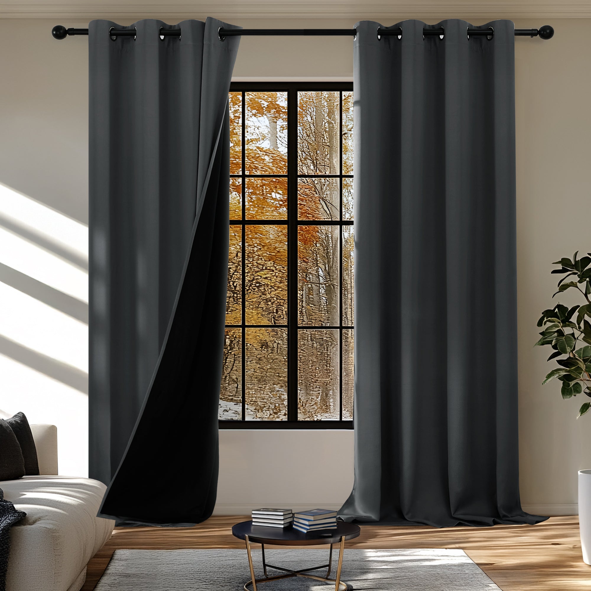 Deconovo Total Blackout Recycled Curtains Grommet 2 Panels